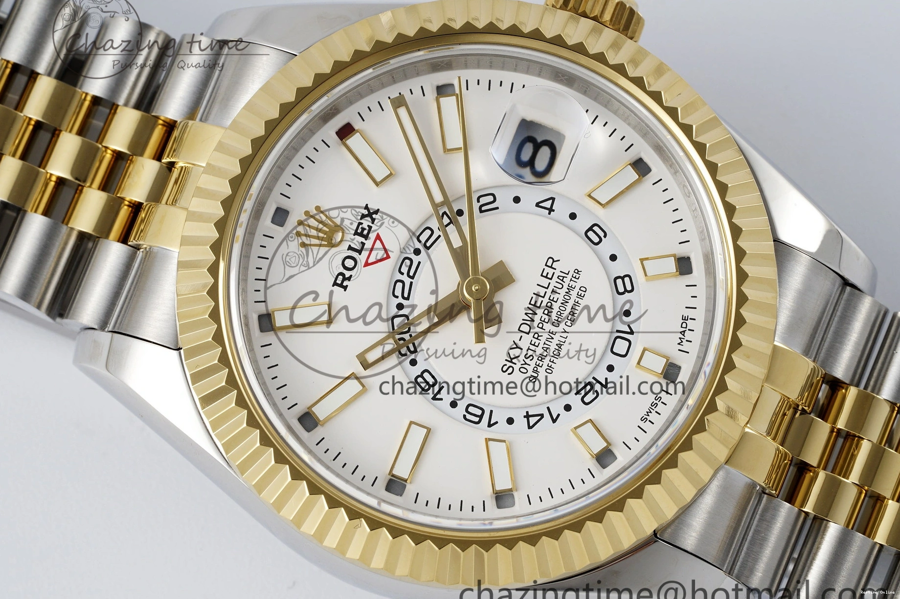 0512 Skydweller SS YG Noob Best Edition White Dial on SS YG Jubilee Bracelet A23J FastDry 2125